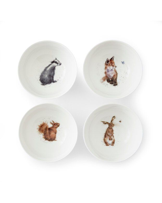 Wrendale Designs Deep Bowls S/4 Assorted. (Badger, Hare, Squirrel, Fox)